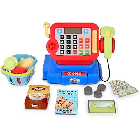 Pretend and Play Cash Register, Ages 3+ Develop Early Math Skills, Play Cash Register for Kids, Learning Grocery Story Playset Cover