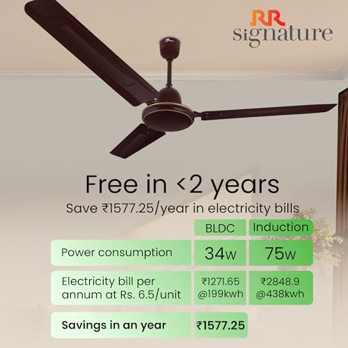 Image of RR Signature Morpheus 1200 MM | Star-rated BEE Certified | Energy Efficient 52-Watt | High Speed Ceiling Fan [Brown]
