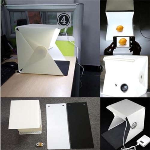 Action Pro Portable Mini Photo Studio for Product Photography 23x23cm Light Boxes LED Studio Lighting Box Shooting Tent Foldable with White Backdrop, Black Screen 2 4169pcUL21L