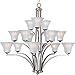 Maxim 20097FTSN Aurora Frosted Glass Large Chandelier, 15-Light 900 Total Watts, 42" H x 45" W, Satin Nickel