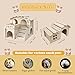 JOURINE 2 Packs Wooden House for Tiny Hamster Waterproof Design Chinchilla Playground Natural Wood Hideouts for Small Animals Like Dwarf Gerbil Mouse Mice Rat