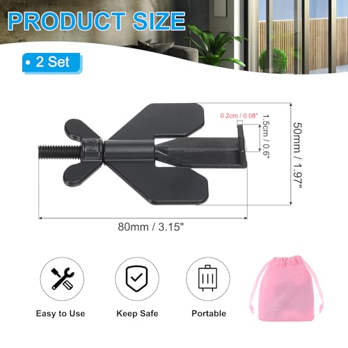 PATIKIL Portable Security Door Lock 3.15x1.97inch, 2 Pack Adjustable Hotel Door Lock Devices with Storage Bag for Enhanced Safety Travel Hotel Home, Black - Image 3