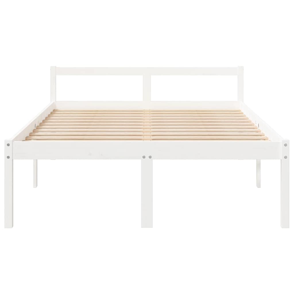 Massivholz Kiefer 45 cm Sitzhöhe Seniorengerecht Weiß 120 x 200 cm | Seniorenbett Weiß 120x200 Massivholz Kiefer Bettgestell mit Kopfteil 45cm Einstiegshöhe Stauraum