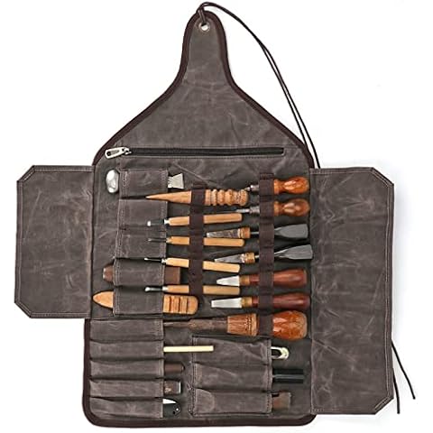 TOURBON Waxed Canvas Roll Up Tool Bag Cover