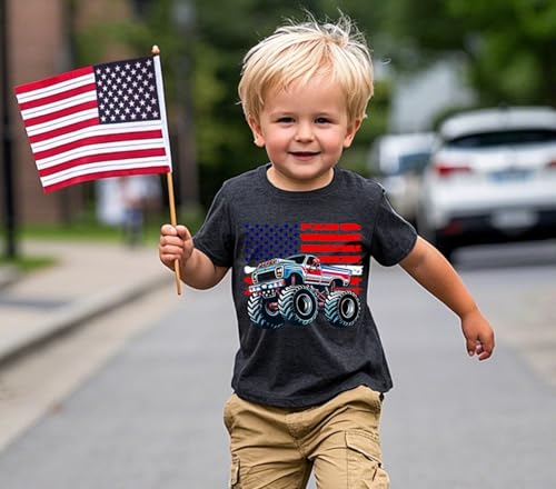 Image of Boys Girls 4th of July Shirts American Flag Tees Kids Patriotic Independence Day Memorial Day Tops 2-7 Years