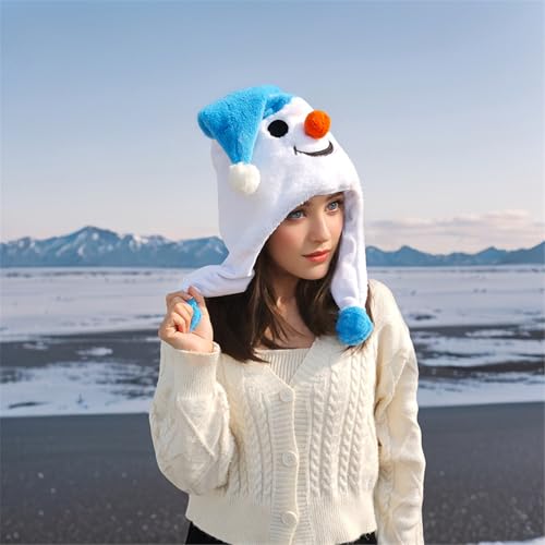 Chapeau de Noël bonhomme de neige peluche avec cache-oreilles pour fille et photographie