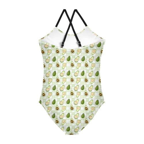 JUNZAN Avocados in Plaid Swimsuits for Girls Kids Bathing Suit Swimming Suit Size 10-122