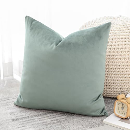 Artscope Luxury Velvet Cushion Covers Super Soft Decorative Square Throw Pillow Covers Case Cushion Covers for Sofa Couch Bedroom Car Decor 40x40cm Light Gray - Image 4