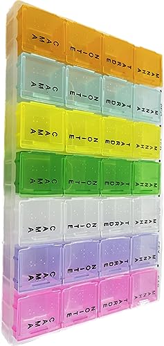 Porta Comprimido Semanal e Mensal Caixa de Medicamentos e Remedios Organização Prática e Colorida