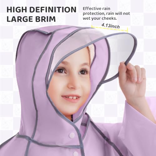 Image of PATPAT Rain Coat for Kids Long Raincoat Clear Wide Brim Hooded Poncho Safe Reflective Strip Students Knee-length EVA Rain Coat Packable Outdoor Coats for Kids