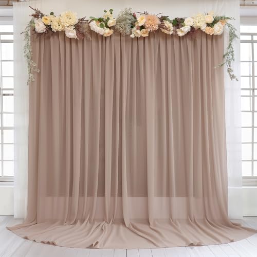 Cortinas de fondo taupe 10ft x 10ft 2 paneles de chiffon miniatura 1