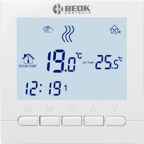 Beok BOT-313 WIFI Thermostat Numérique pour chaudières à gaz, Réglable Intérieur Thermostat d'ambiance Programmable sans fil, avec Écran LCD et commande en ligne via l'application smartphone-Bleu