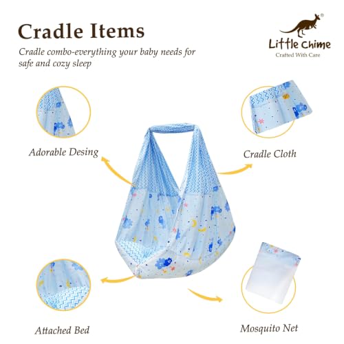 Image of New Born Baby Cradle-Cot Metal Hanger /Baby Hanging Swing Cradle /Baby Window Cradle (KC06 Blue)