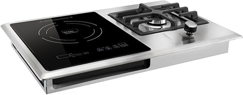 Miniatura 2 de ToughGrade Placa de cocina RV de 2 quemadores, 1 quemador de inducción de 1600 W, 1 quemador de gas de 6500 BTU  Placa de cocina para autocaravana