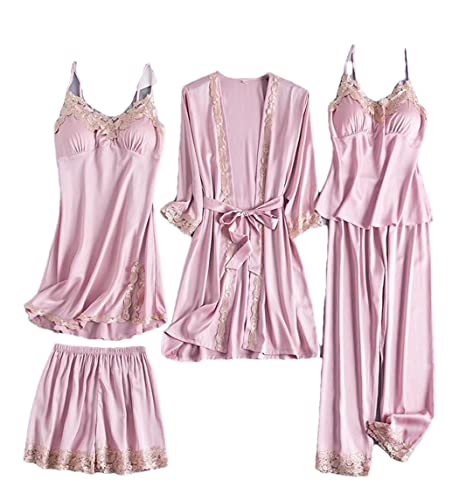 Kimono sexy et peignoir en rayonne satinée ensemble de 5 pièces amples