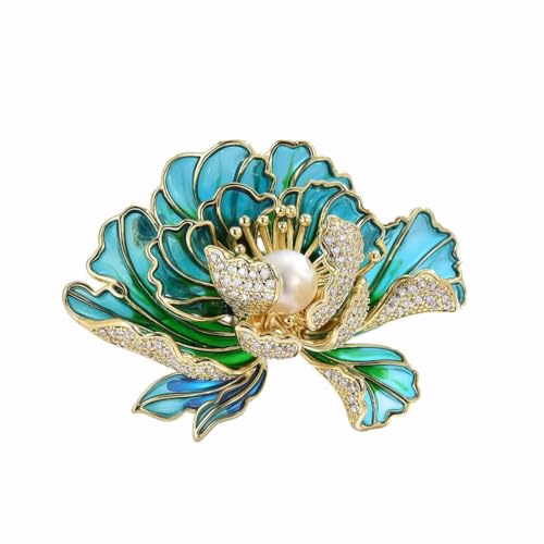 Image of Flower Brooch Pin - Rhinestone Flower Pin 18k Gold Plated - Thanksgiving Day, Birthday, Wedding Gifts for Mom, Wife