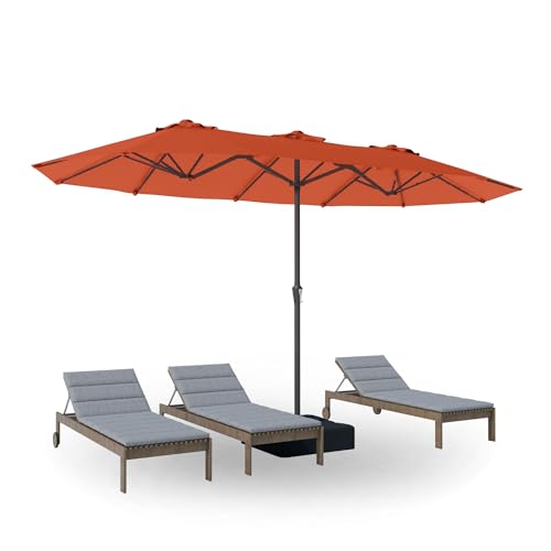 PatioKingdom 15FT Rectangular Patio Umbrella with Base