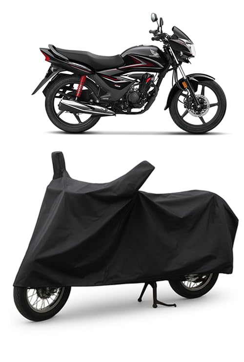 Image of Daxo Waterproof Bike Cover for Honda Shine | All Weather Protection from Rain, Dust, UV Rays & Scratches with Mirror Pockets & Buckle Belt | Shine Bike Cover