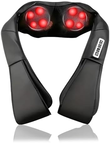 Neck Massager for Pain Relief Deep Tissue - Shiatsu Neck Massager with Heat for Shoulder, Leg, Body Muscle Pain Relief, Home, Office & Car Use - Relaxing Gift Set for Mothers and Father