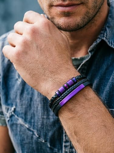Pulsera trenzada de cuero para hombre miniatura 3