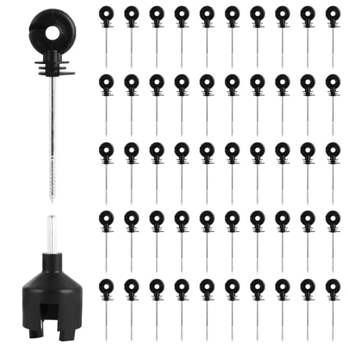 LDXDRU 50pcs Electric Fence Insulators Long 14.8cm Screw In Ring Insulator