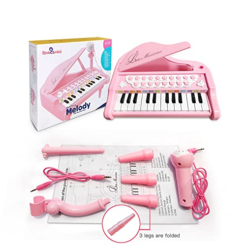 Love&Mini Piano Toy Keyboard For Kids Birthday Gift Age 1+ Pink 24 Keys Toddler Piano Music Toy Instruments With Microphone #TOP6