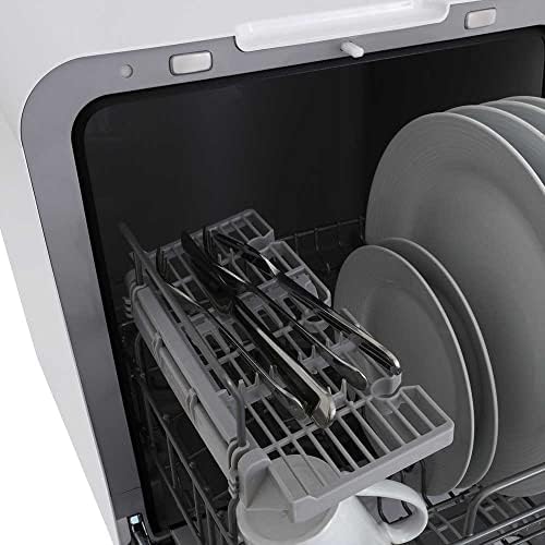 Cookology MCDW3BK Small Portable Mini Table Top Dishwasher, 3 Place Settings, 7 Wash Cycles, Touch Control Buttons, Delay Start and ECO Friendly Mode - White