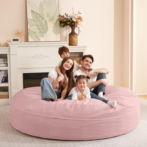 Image of HABUTWAY XX-Large Bean Bag Chair: Giant 7' Memory Foam Furniture Bean Bag Chairs for Adults with Microfiber Cover 7Ft（Pink）