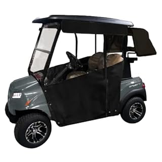 Golf Cart Cover – Fits Club Car Onward, DoorWorks fits Golf Bags, Utility Boxes, Rear Facing Seats Precedent and Tempo Sunbrella Canvas Hinged Door Golf Cart Enclosures Jet Black