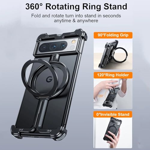 Coque sans cadre pour Google Pixel 8 Pro compatible MagSafe avec béquille rotative - 3