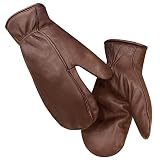 Harssidanzar Thermal Gloves Mens Lambskin Outdoor Leather Mittens Glove Thermolite Lined GM033,Saddl