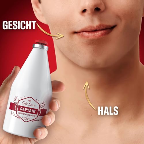 Old Spice Captain After Shave Lotion für Männer, 100ml, Frischekick nach der Rasur, Duft in Parfümqualität, schnelltrocknend, für Gesicht und Hals
