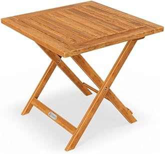CASARIA® Side Table | Small Folding Coffee Table | Acacia Wood | 46x46cm | Bistro | Patio | Garden | Balcony | Living Room | Hallway | Kitchen | Weather-Resistant Foldable Garden Furniture