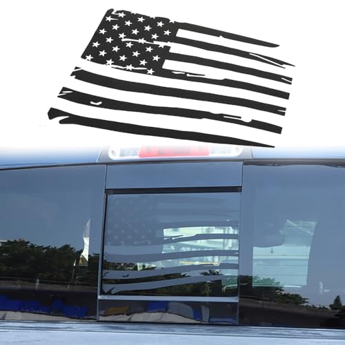American Flag Rear Middle Window Decal Back Center Sliding Window Glass Sticker Cover Emblem for Dodge Ram 2009-2024 Exterior Accessories (37 X 27 CM)