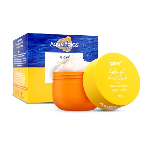 Aqualogica Glow+ Hydra Gel Moisturizer with Vitamin C & Papaya | 24-Hour Intense Hydration | Weightless Water-Like Gel Texture | Non Sticky & Quick Absorbing for Glowing Skin | 200 g
