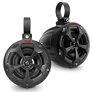 Pyle PLUTV41BK 2-Way Dual Waterproof Off-Road Speakers, 4 Inch 800 Watt Marine Grade Wakeboard Tower Speakers System…