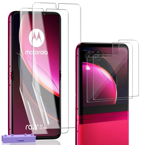 Zerrshoo Protection D'écran pour Motorola Razr 40 Ultra, HD Souple TPU Film et Verre Trempé Arrière [2+2 Pièces], Anti-Rayures, Sans Bulles HD, Résistant,...