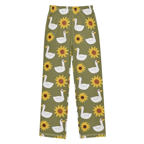 Duck and Sunflower Boys Pants for Kids Jogger Pants with Pockets S-XL