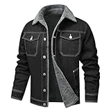 Cazadora Vaquera Hombre, Solapa Tendencia Slim Fit Talla Grande Con Botones Chaqueta Color Sólido Holgados Casual Retro Abrigo Para Parejas O Salidas Informales
