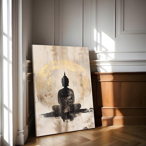 Image of PAINTINGMANTRA Buddha Canvas Painting for Living Room, Buddha wall Art Painting for living room, Bedroom, office and Home, Canvas, 16x22 Inch