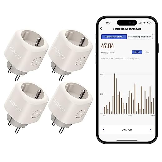 Nooie WLAN Steckdose Funktioniert mit Alexa Google Home für die Sprachsteuerung 2.4 GHz Smart Steckdosen mit Kindersicherung und Timer, 4 Pack