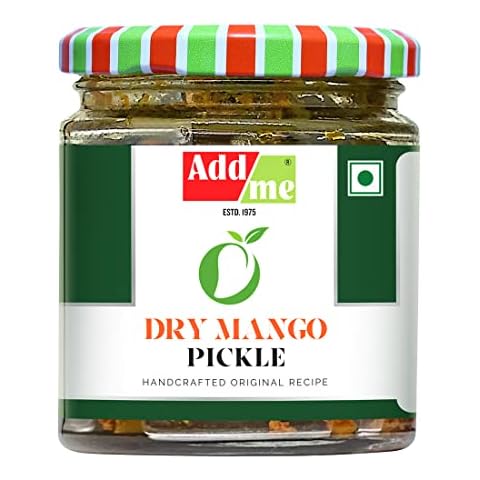 Add me Dry Mango Pickle, sukha aam ka achar very less Oil 150gm Glass pack Cover