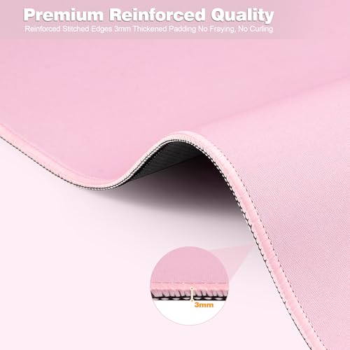 Image of Pink Desk Mat,Large Gaming Mouse Pad 27.5x11.8In(70x30 Pink) | Extended Mouse Pad for Keyboard and Mouse,Non-Slip Rubber Base,Stitched Edges,Smooth Cloth Desk Pad for Gamer /Desktop /Office