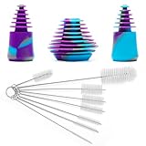 COITEK Silicone Cleaning Plugs, 3PCS Purple Silicone Cleaning Stoppers, with 8PCS Bottle Brushes Set for Cleaning, Storaging, and Proofing Glass Water Pipes (Purple+Blue)