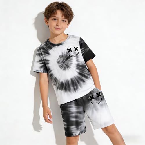 Image of Boys Clothes Size 6-12 Years Short Sleeve T-Shirt & Shorts Set Casual Spring Summer Outfits