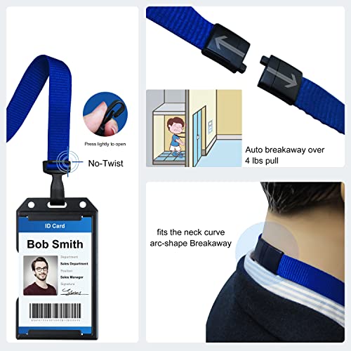 Bestom Bulk Polyester Safe Breakaway Lanyards For Id Badge Name Tag -Lanyards Badge Clip With No-Twist Plastic Clip Hook For Badge Holders School Hospital #TOP3