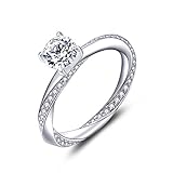 YL Anillo de compromiso Anillo de bodas Plata de ley 925 corte 6MM Circonita para Novia Mujer(Tamaño 10)