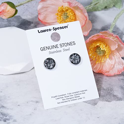 Lauren-Spencer Round Gemstone Stud Earrings For Women Dainty Turquoise Malachite Sodalite Tumbled Stone Earrings Hypoallergenic Stainless Steel Earrings Studs For Women Girls Jewelry Gift (Snowflake Obsidian) #TOP6