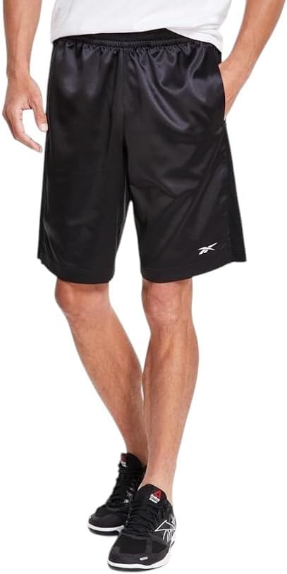 Reebok Men Regular fit Satin Basketball Shorts Medium / 9 Black Solid
