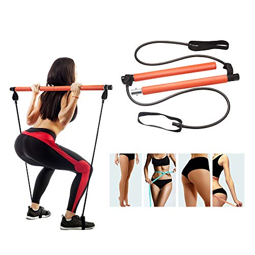 STRPRETTY BASIC Pilates Bar Kit Body Building Home Gym Yoga Pilates Stick with Resistance Band for Full Body Exercise